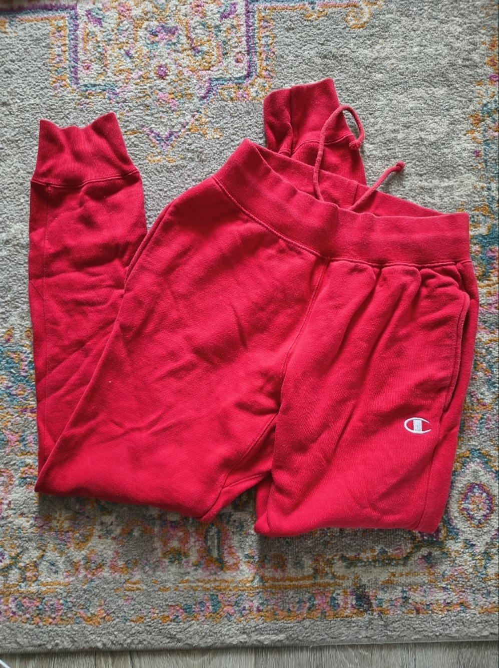 Champion Red Crewneck Sweatshirt with Embroidered Logo